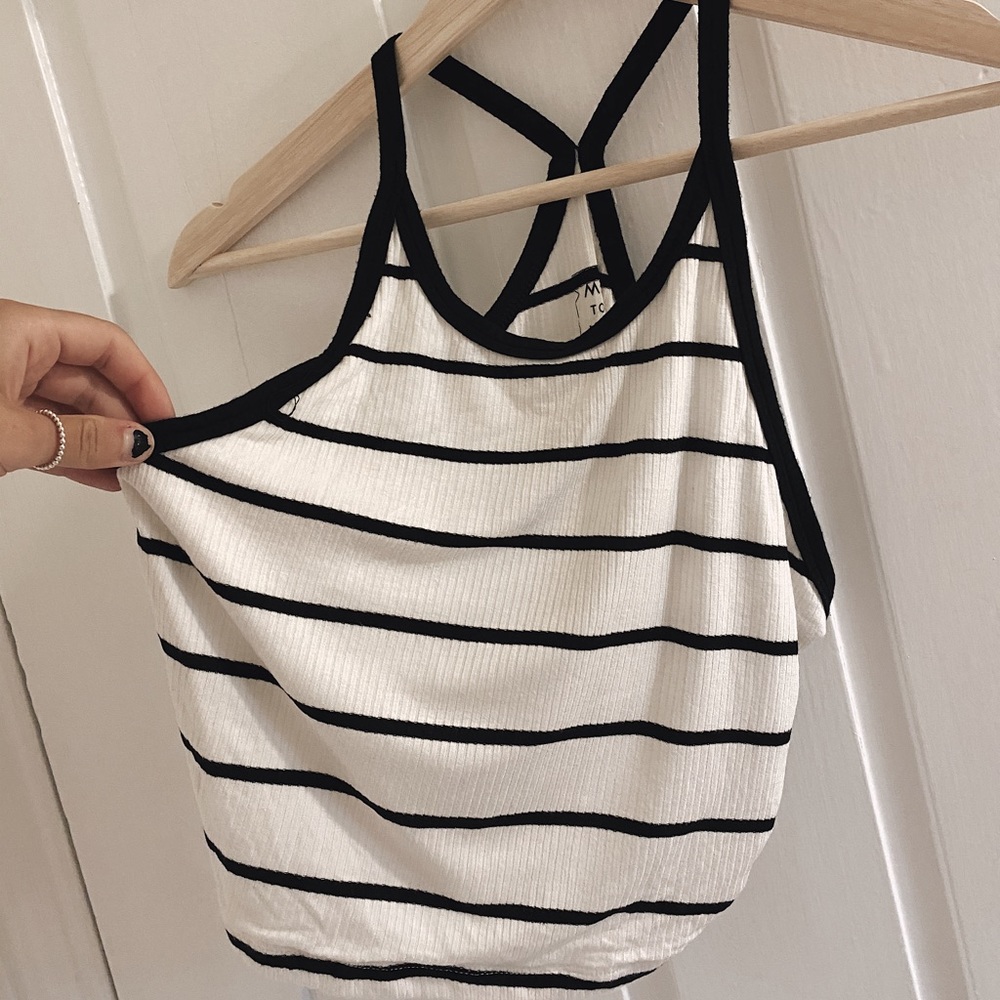 Black striped halter top